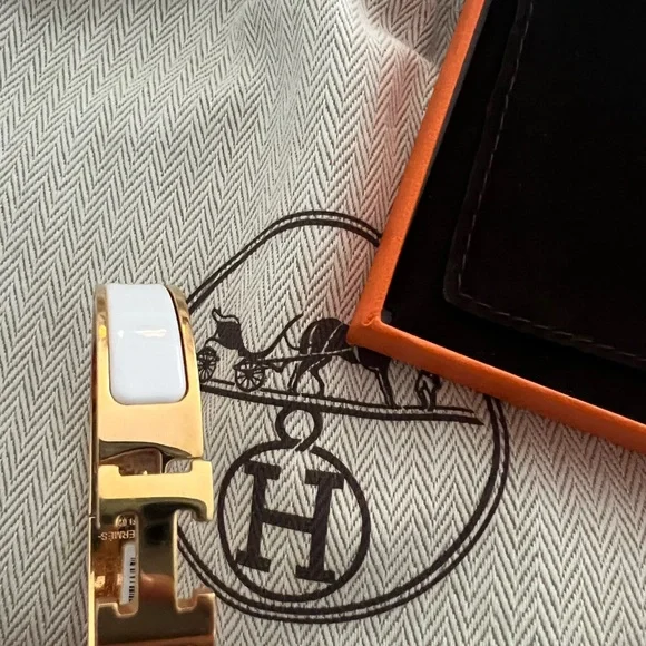 Authentic Hermes White/Gold Bracelet - Picture 3 of 4